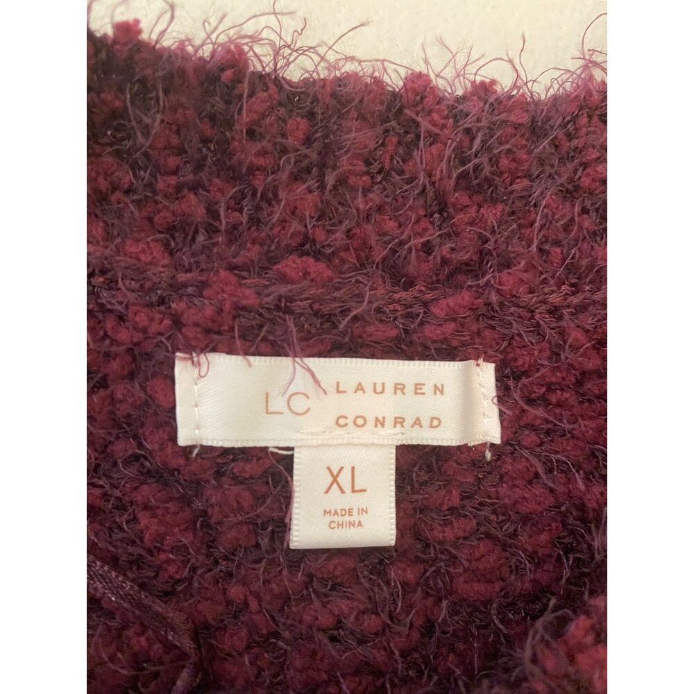 NWT Lauren Conrad Burgundy Textured Long-Sleeve Sweater XL - Picture 3 of 9